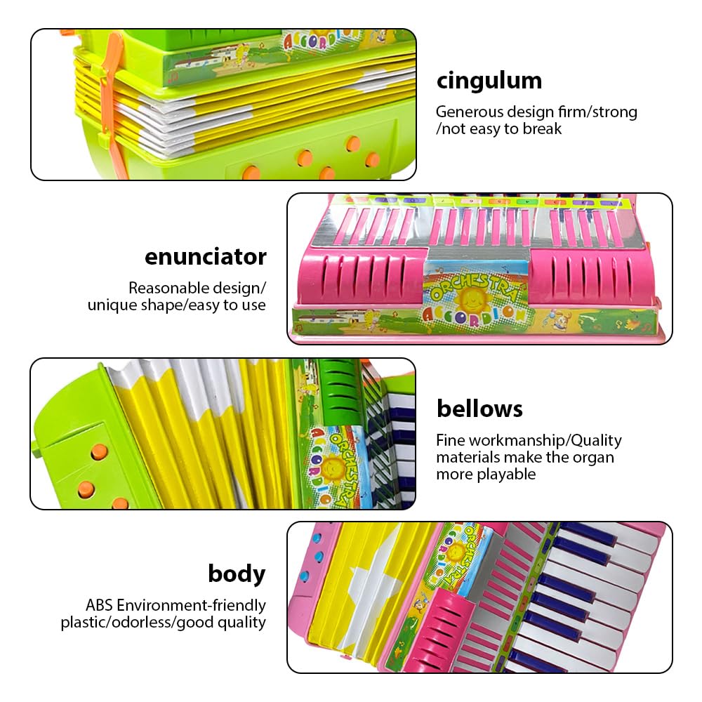Mini-Akkordeon mit 17 Tasten und 6 Bässen, ABS-Material mit Schnalle, Musikinstrument für Anfänger, leichtes Knopfakkordeon, Hand-Auge-Koordination, Bühnenauftritt