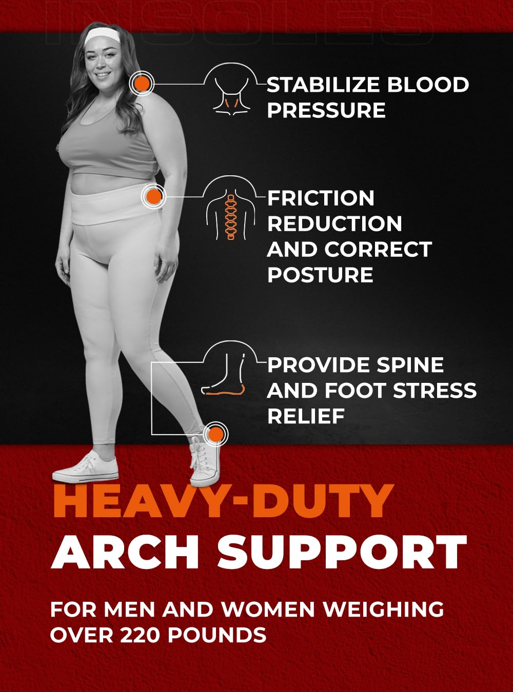 {220+lbs} Plantillas de soporte de arco fuerte para fascitis plantar, inserciones para hombres y mujeres, pies planos, plantillas ortopédicas, arco alto para dolor de arco, plantilla de zapatos de
