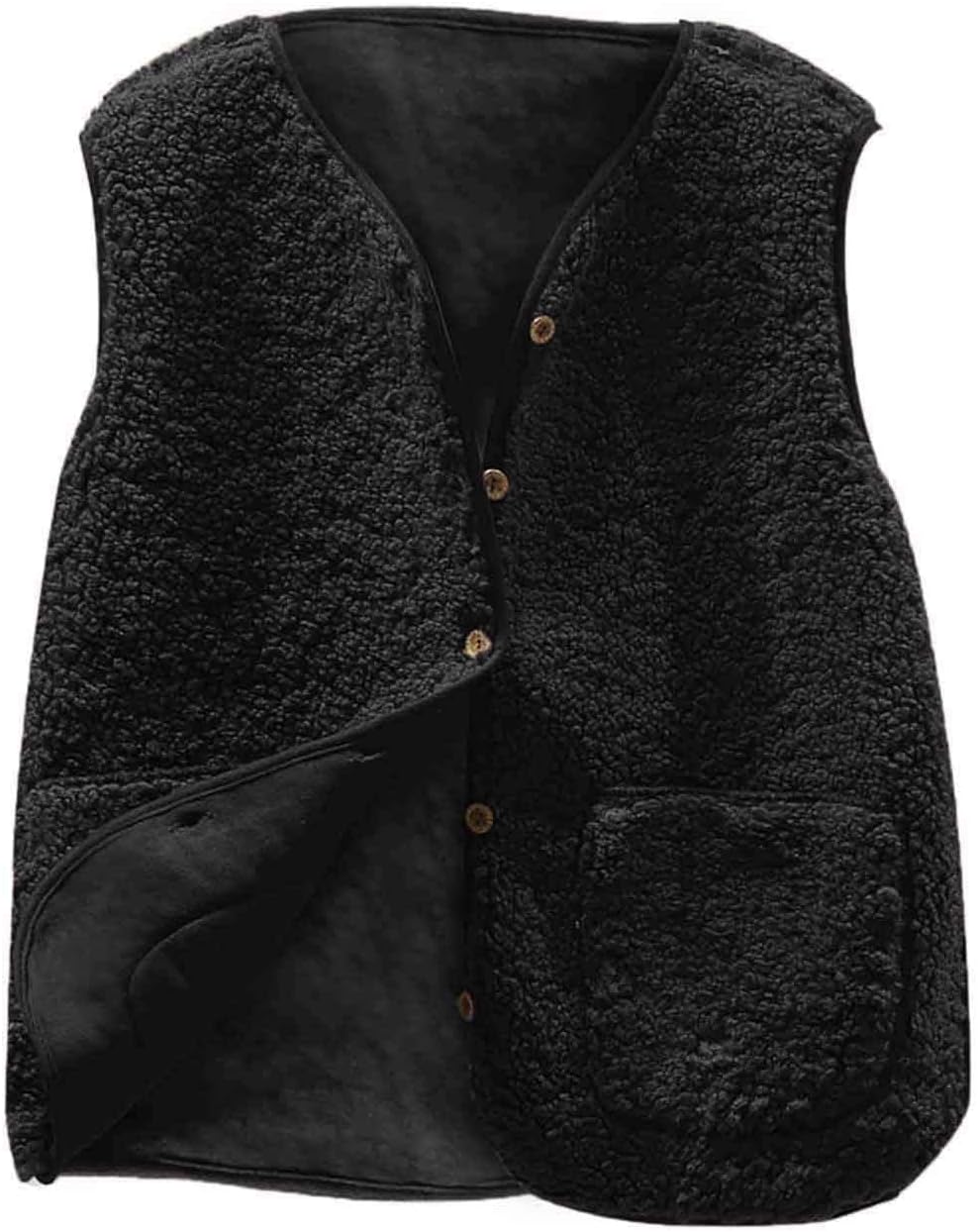 tuduoms Womens Sherpa Vest Casual Warm Fuzzy Faux Shearling Vest Sleeveless Fleece Jacket Pockets Teddy Coat Gilet for Winter
