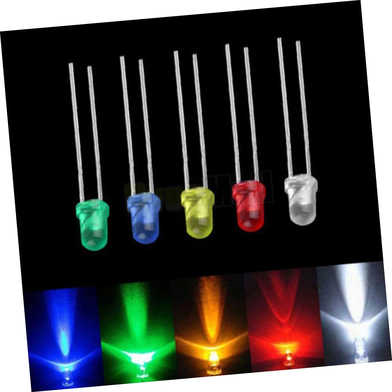 DOITOOL 200 Pcs Led Diodes Kit 3mm 5mm Assorted Colors Light Emitting Diode for Projects