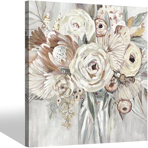 Color Play Lienzo abstracto de flores para pared ramo floral en jarrón pintura pintada a mano con textura para decoración de imagen botánica de