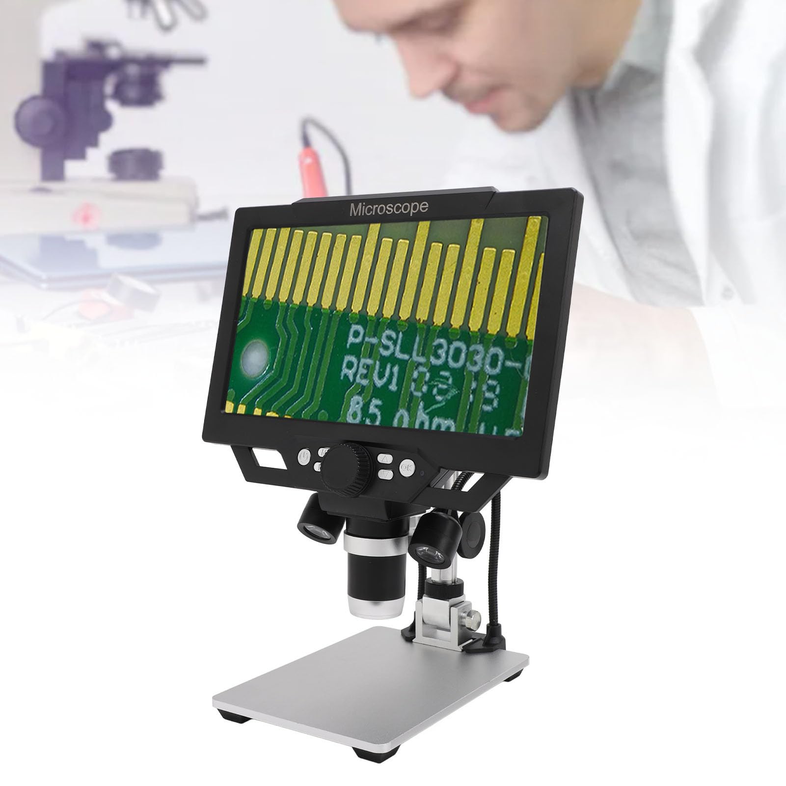 Digitalmikroskop, Münzmikroskop, 9-Zoll-LCD-Digitalmikroskop, Mikroskopkamera, 12 MP, 1600-fache Vergrößerung, 1080P, Münzmikroskop, Lupe für Pflanzen, Steine, Leiterplatten,