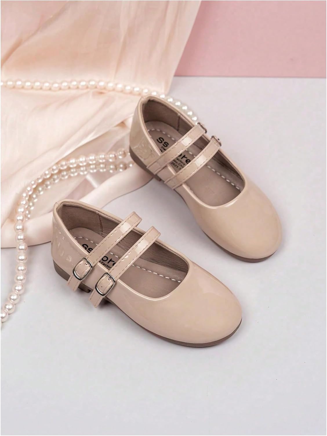GORGLITTER Girl's Ballet Flats Shoes Cute Closed Toe Double Strap Wedding Party Princess Ballerina Maryjane Shoes