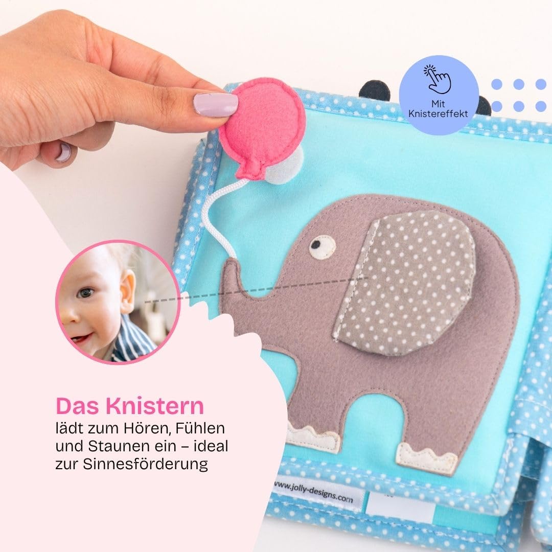 Jolly Designs – Kleine Biene - Mini Quiet Book – Montessori Spielzeug ab 6 Monaten – Motorik & Sensorik fördern – Handgefertigtes Filzbuch – Lernspielzeug für Kleinkinder – Busy Book für unterwegs