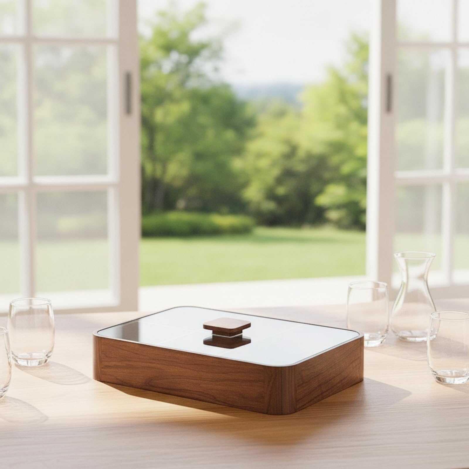 Snackschale mit Glasdeckel flach box mit Unterteilung tragbar Snackschale Fächern für Wohnzimmer, style to 2