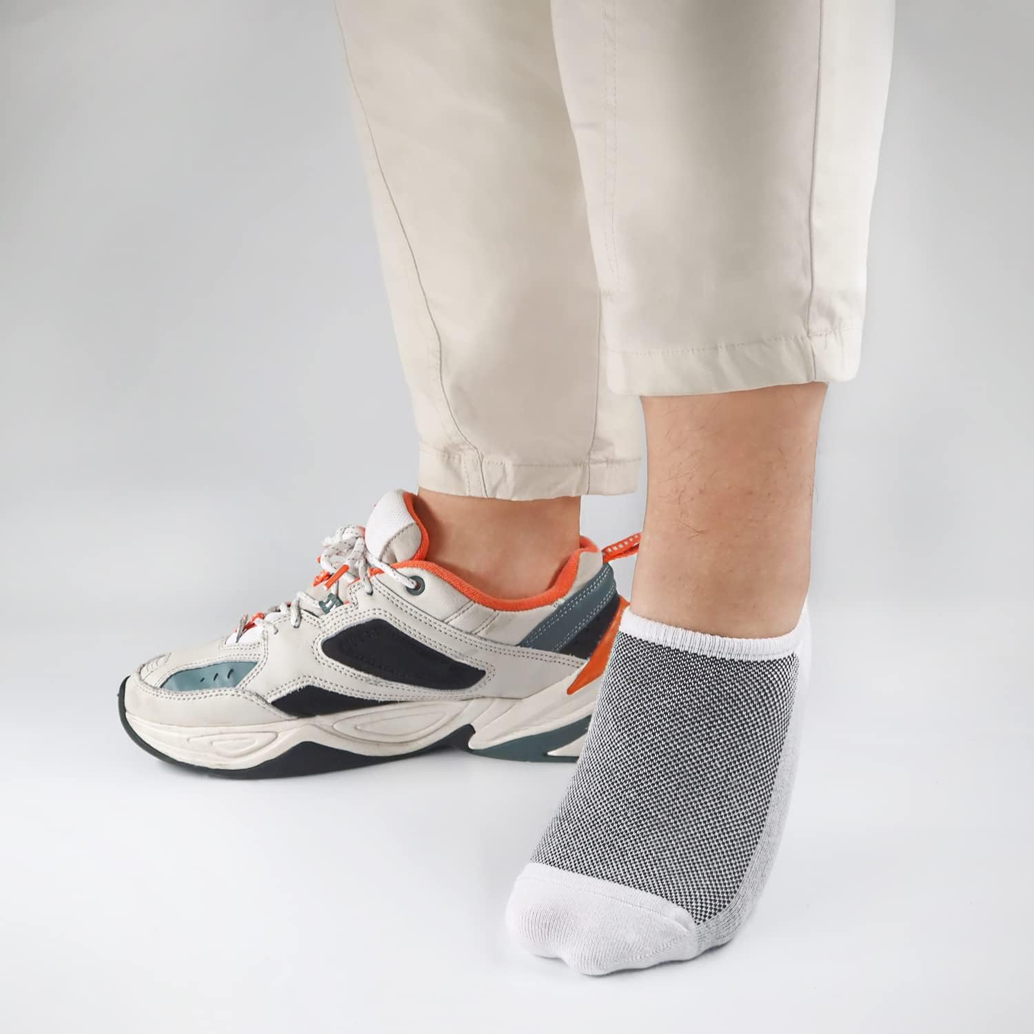 SIXDAYSOX Mens No Show 8 Pairs Invisible Low Cut Cotton Non Slip Short Socks Size 5-8/9-11/12-14 - Image 2