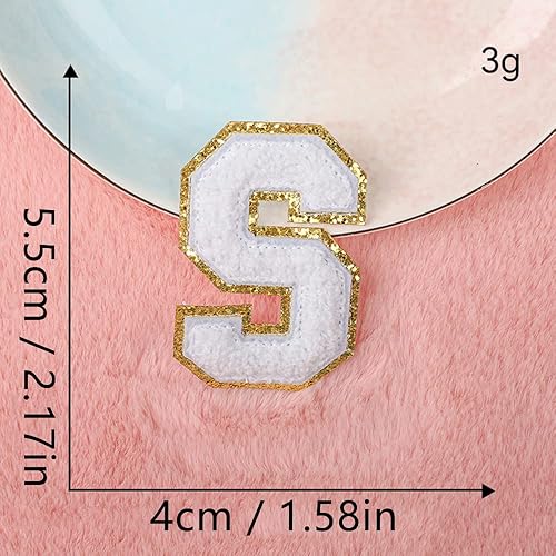 Miniatura 65 de 4 parches de letras de felpilla blanca, parches termo-adhesivas de 2.2", parches de letras de felpilla para ropa (M)