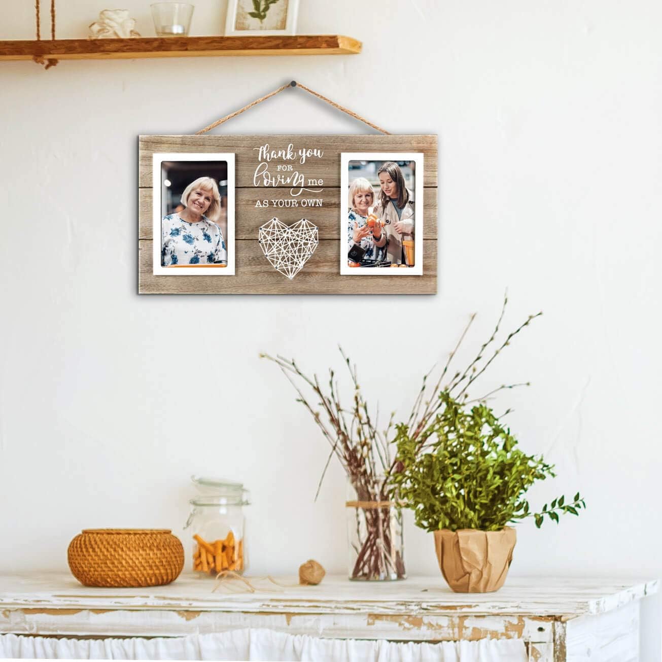 VILIGHT Bonus Mom Gifts - Present for Stepmoms and Stepdads - Thank You for Loving Me As Your Own Picture Frame - Holds 2 4x6 Inches Photos