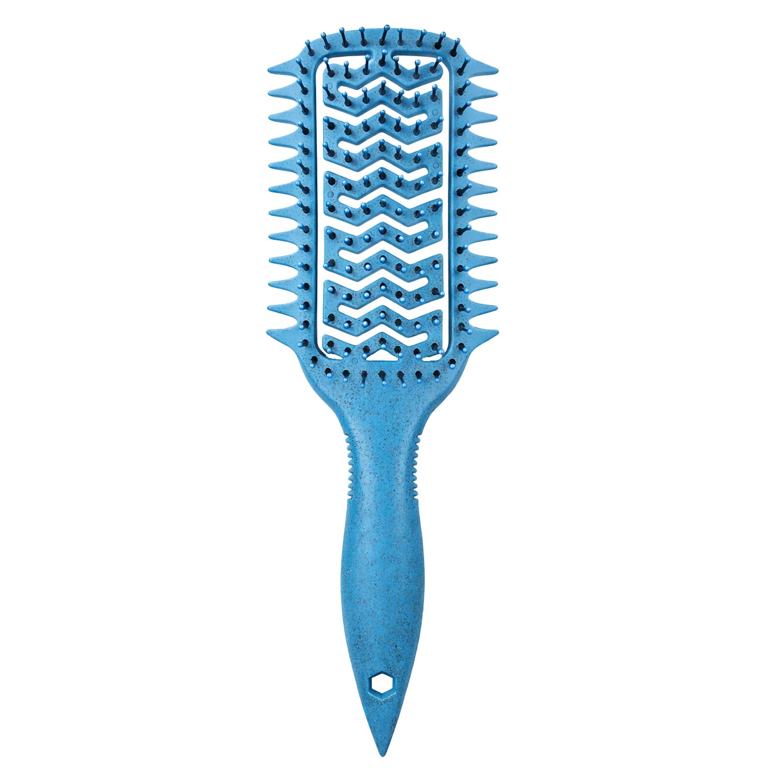 Vented Curl Defining Brush, Detangling & Clump-Forming Styling Brush for Wavy Curly Coily Hair, Wet/Dry, Anti-Frizz, Rounded Tips, Non-Slip Handle (Blue)