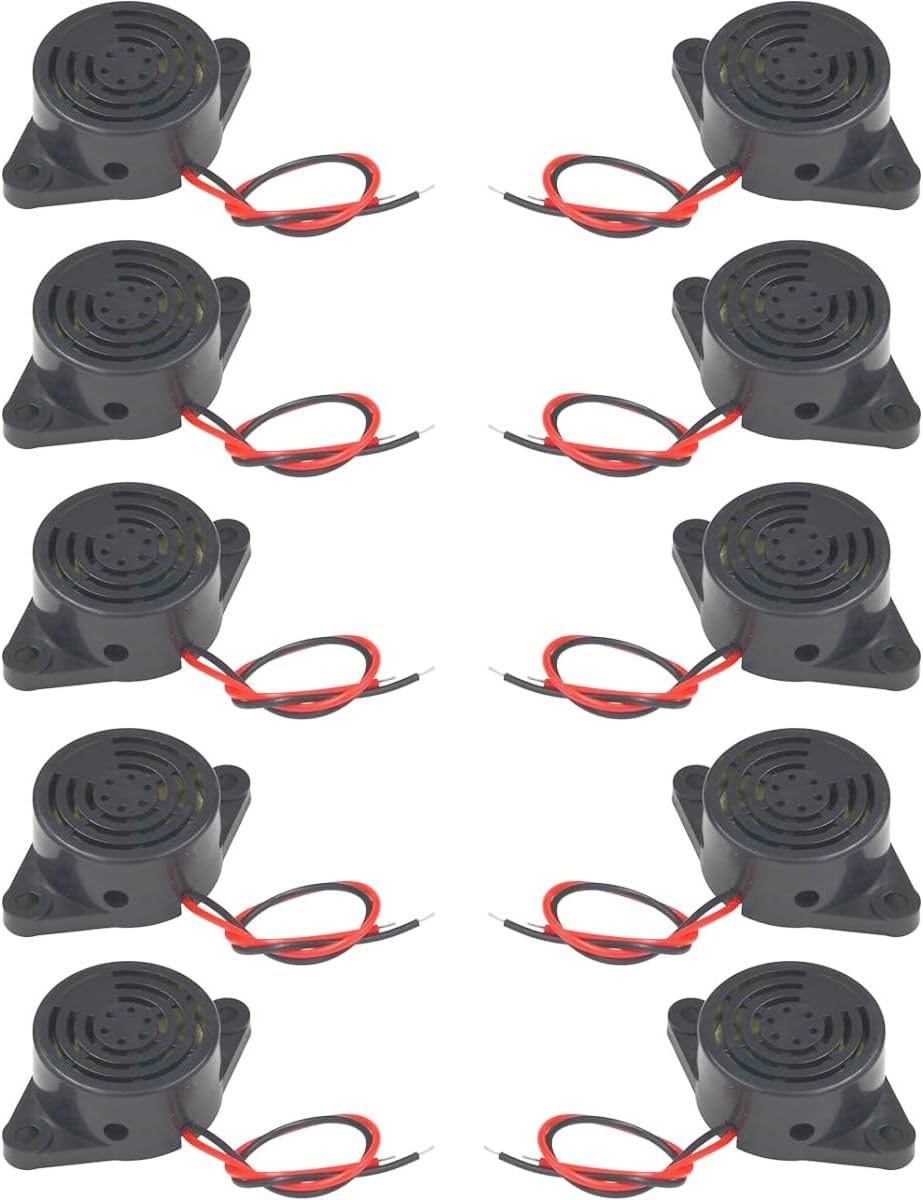 10Pcs SFM-27 DC 3-24V 90dB Active Alarm Buzzer High Decibel Piezoelectric Buzzer Black Continuous Sound Alarm Compatible with Arduino