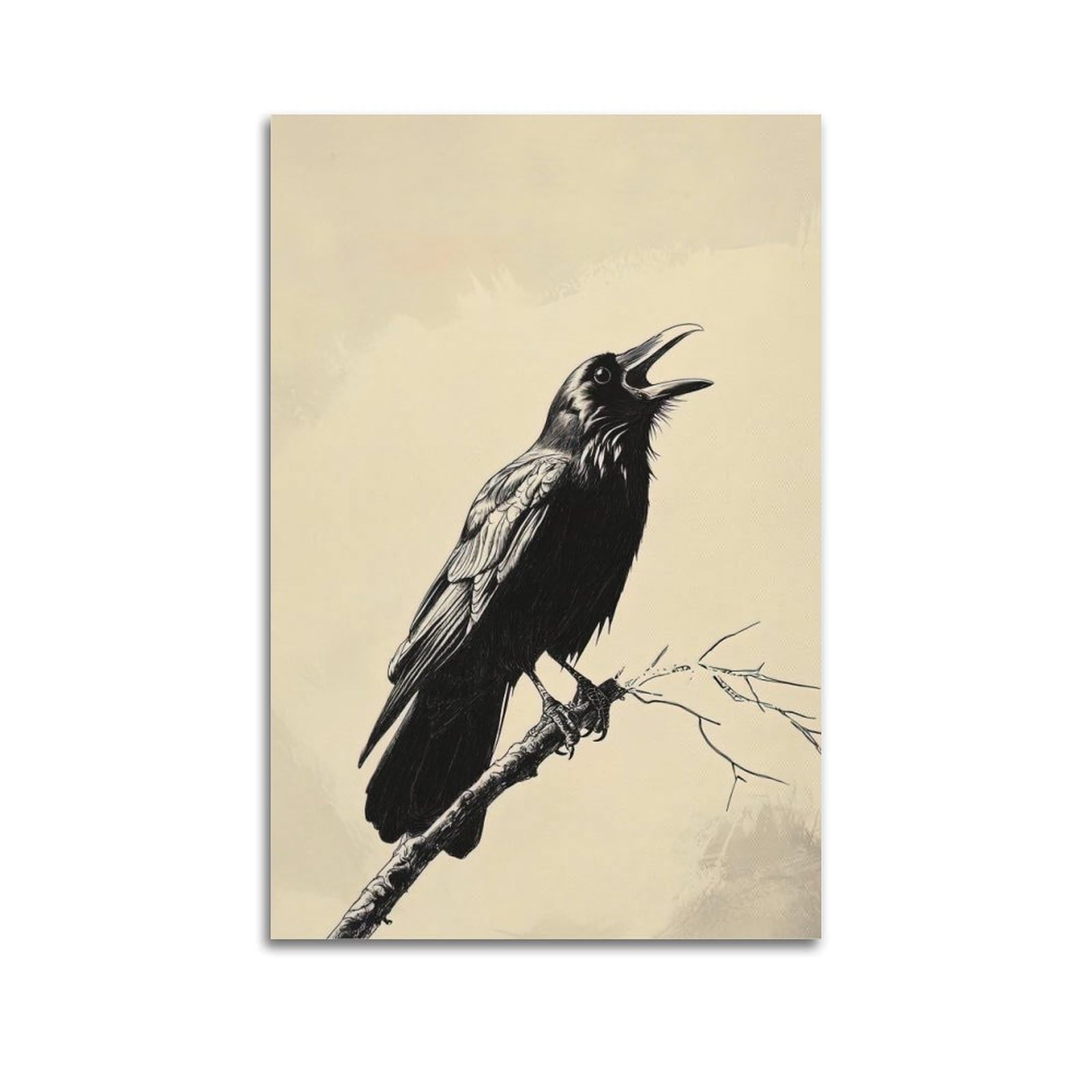 ZSZWHJ Animal Poster Open-mouthed Crow Poster Decorative Painting Canvas Wall Posters And Art Picture Print Modern Family Bedroom Decor Posters 24x36inch(60x90cm)