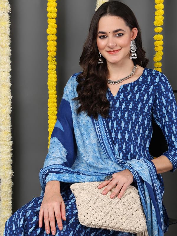 Image of Vaamsi Women's Ethnic Motifs Printed Straight Kurta Pant With Dupatta Set | kurta sets for woman