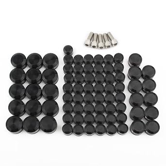 Motorcycle Bolt Covers Flat Toppers Head Bolt Caps Kit Fit for Harley 2007-2016 Touring FLT FLH Electra Glide Road Glide Street Glide Road King Pack of 75 Black White
