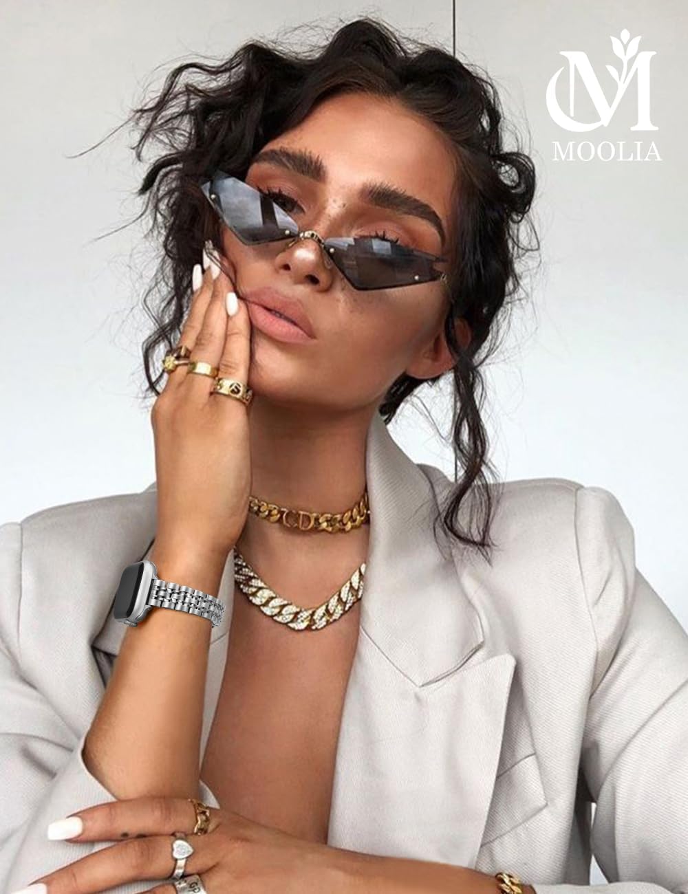 Moolia Slim Metal Band Compatible with Apple Watch Band 42/41/40/38/46/45/44/49mm Modern Design Elegant Luxury Women Replacement Bracelet for iWatch Series 11 10 9 8 7 6 5 4 3 2 1 SE/Ultra(1/2/3) - Image 4