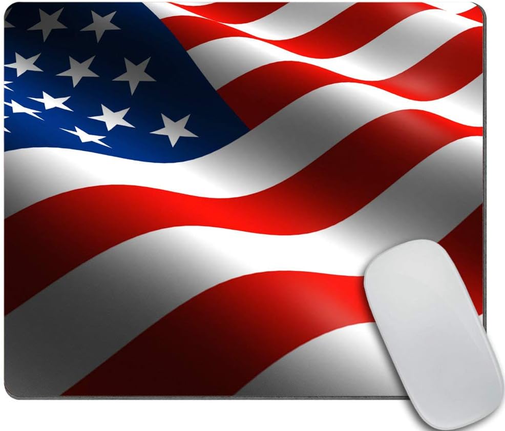American USA Flag Waving in The Air Red Blue White Mousepad Non-Slip Rubber Gaming Mouse Pad Rectangle Mouse Pads for Computers Laptop Cat Desk Accessories