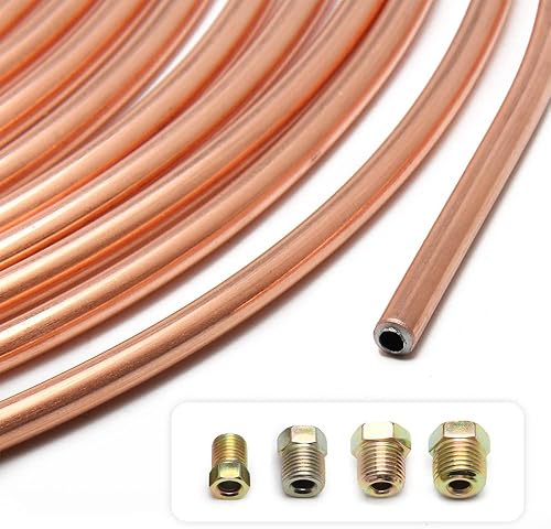 Miniatura 6 de Kit de línea de freno de 25 pies, tubo de línea de freno de cobre chapado en zinc 316 - 16 accesorios de línea de freno invertidos - Kit de