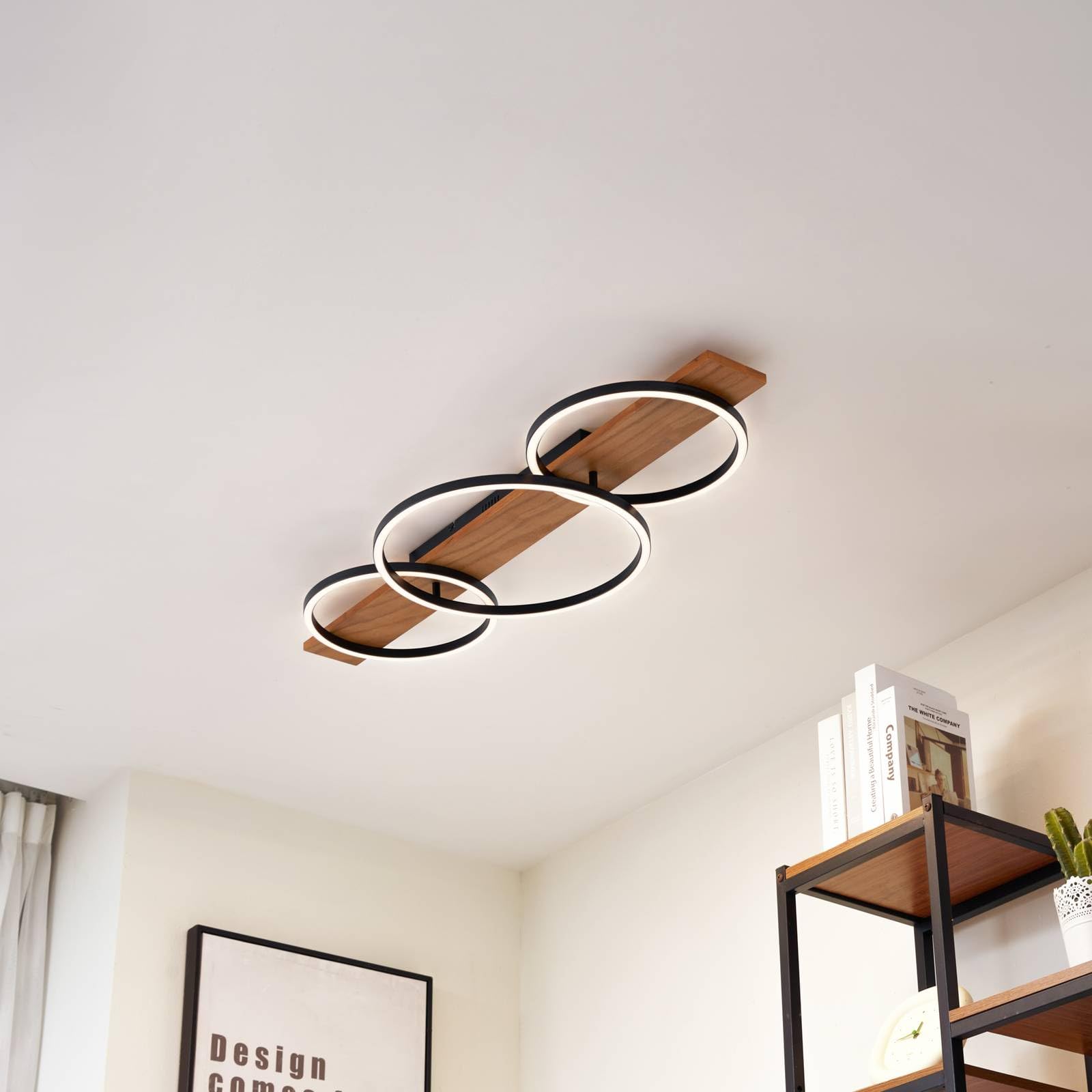 Lindby LED Deckenleuchte Galad dimmbar (Modern) aus Holz (3 flammig,) - Lampe Deckenlampe Wohnzimmerleuchte