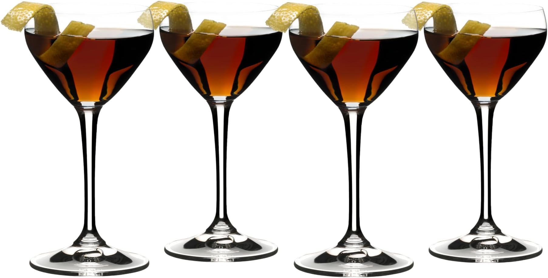 Drink Specific Glassware, Nick & Nora Cocktail Glass, 4oz, Old-Fashioned Stemmed Cocktail Glasses, Martini, Manhattan, Set of 4