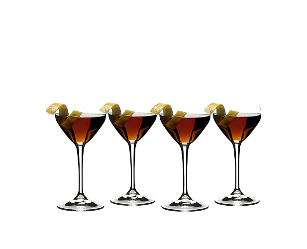 Riedel Drink Specific Glassware, Nick & Nora Cocktail Glass, 4oz, Old-Fashioned Stemmed Cocktail Glasses, Martini, Manhattan, Set of 4 - 4 Pack (4 Ounces)