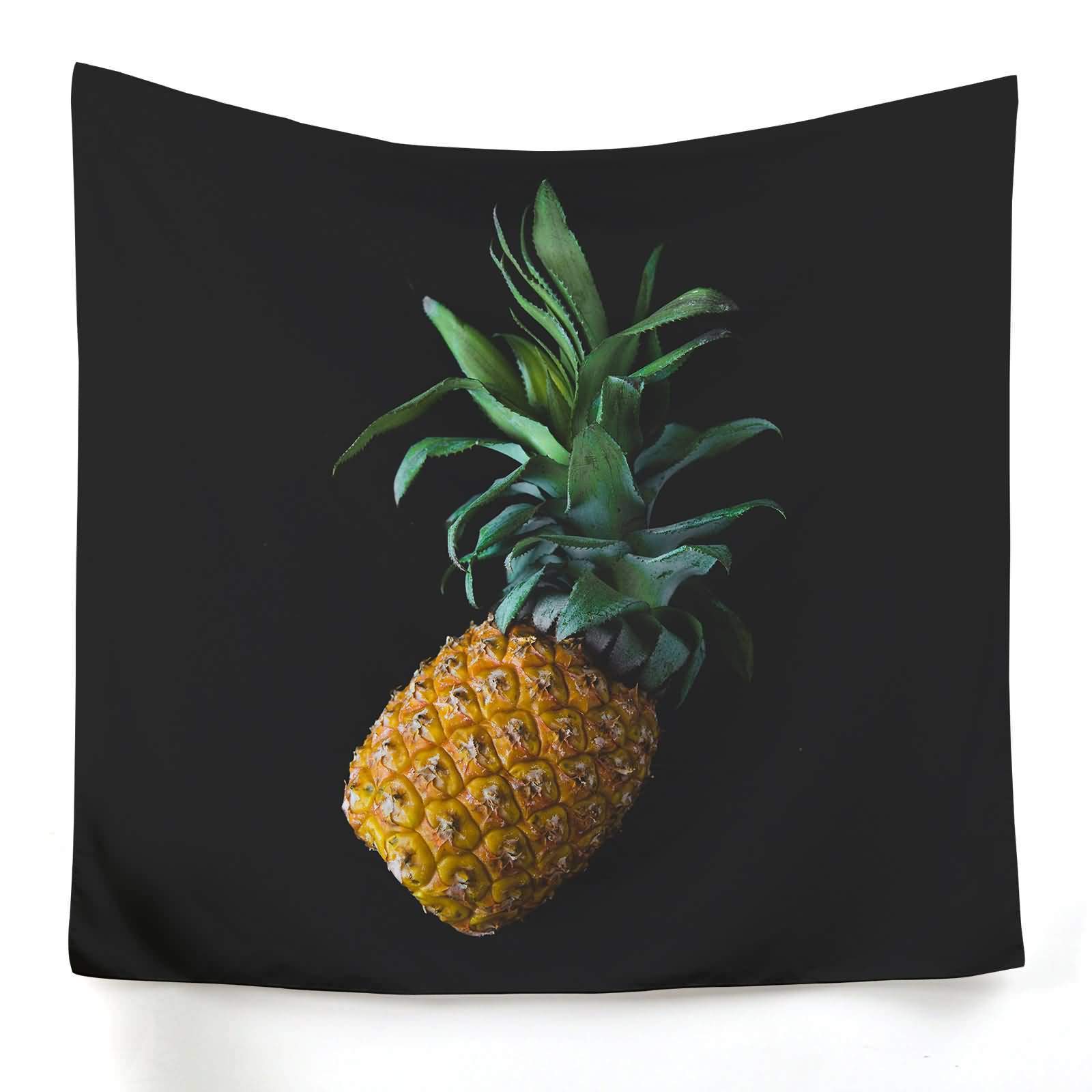 Tenture murale décoration ananas noir jaune pour habillage grand format