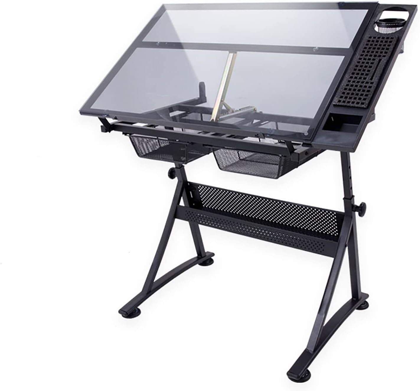 Genérico Mesa de Dibujo Ajustable, Mesa de Dibujo de Vidrio Templado con inclinación de 80 °, Mesa de Dibujo, Mesa de Artista, Mesa de Arte para Estudio Escolar en casa