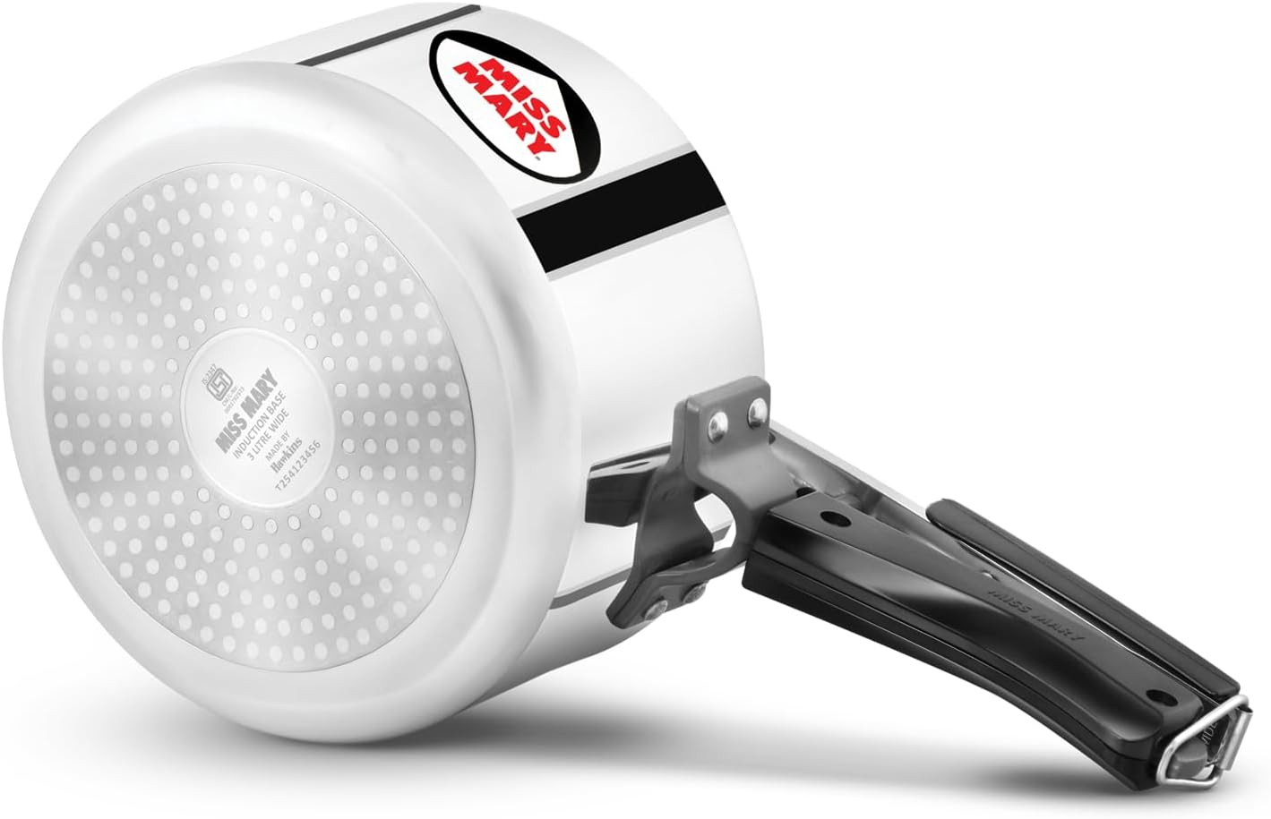 Hawkins 3 Litre Miss Mary Pressure Cooker, Wide Body, Induction Compatible Inner Lid Cooker, Silver (IMM3W)