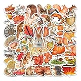 50 Stück Herbst Aufkleber, Sticker Waldtiere, Wald Pflanze Aufkleber, Fenster Aufkleber Deko, Fensteraufkleber Herbst, Scrapbook Aufkleber, Ahornblatt, Kürbis Beeren Eichhörnchen