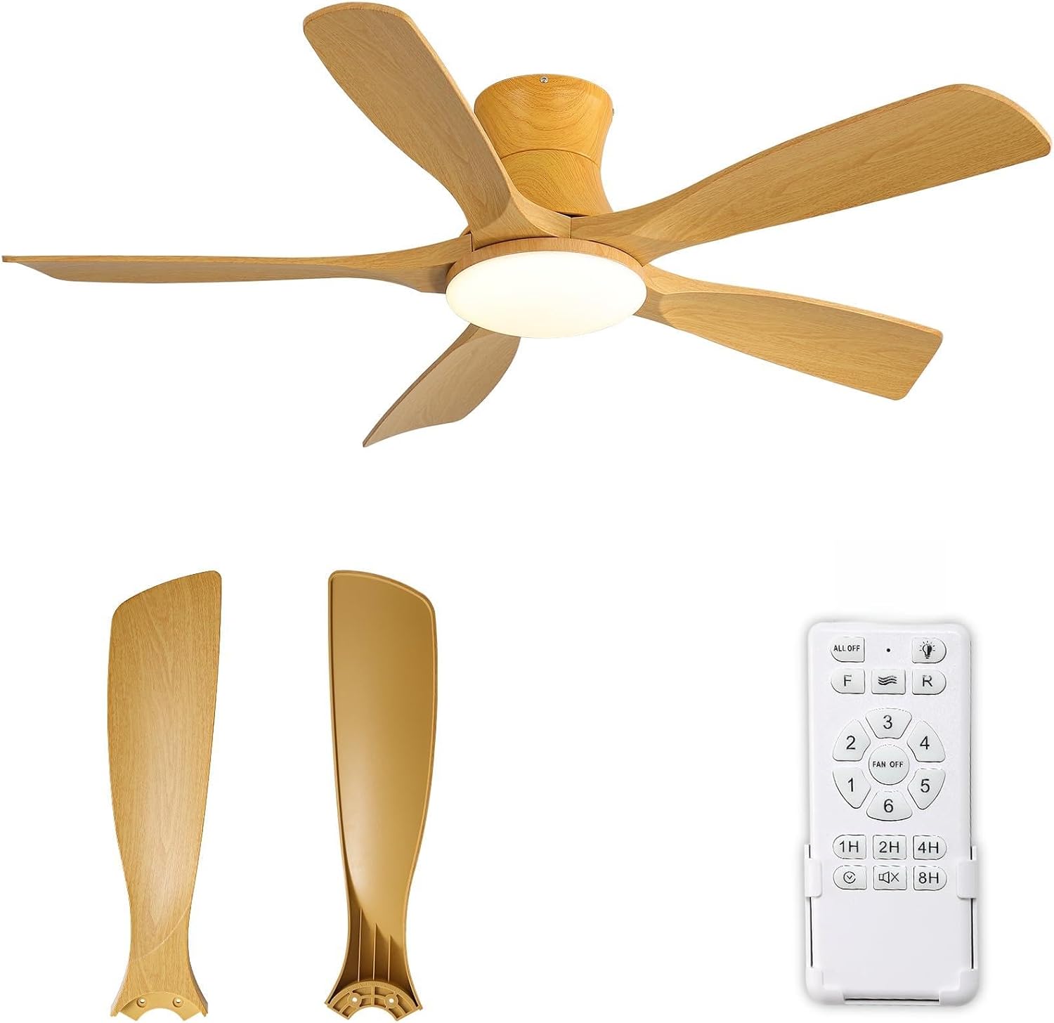 56" LED Ceiling Fan with Lights, Brown Ceiling Fan Light with Remote Dimmable Modern Ceiling Fan with Light 6 Speeds for Spaces Bedroom Home Office Dormitory