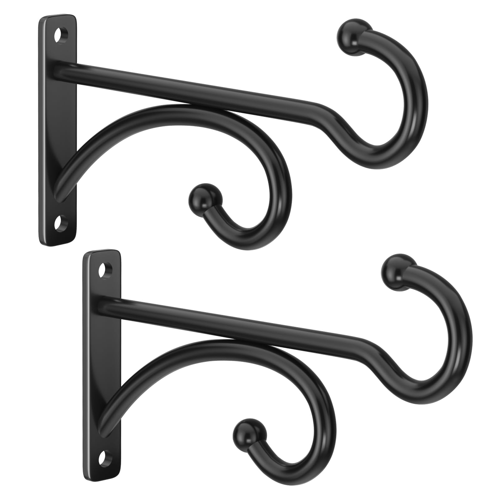 2 Pcs 15cm (6 Inches) Planter Hooks for Hanging Plants - Plant Hanger Hook Indoor Outdoor, Plant Wall Hooks, Brackets for Hanging Plants, Baskets, Wind Chime, Bird Feeder, Bird House (Black, Metal) — view 8