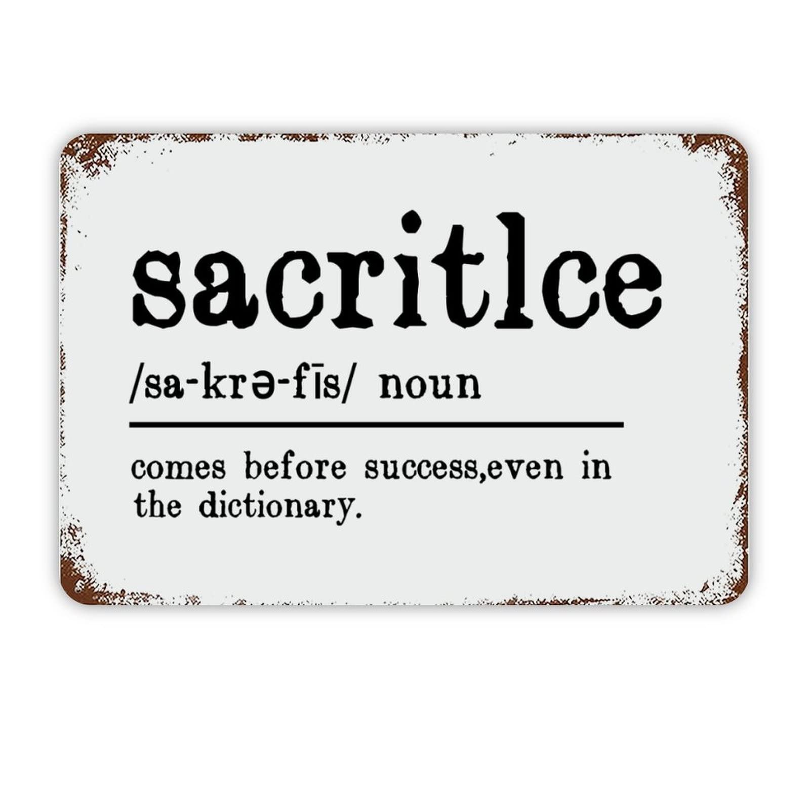 ENEDNATE Vintage Man Cave Aluminum Tin Metal Sign with Saying 8x12 Inch Sacritlee Definition Dictionary Word Meaning Retro Street Metal Signs for Indoor Outdoor Garden Patio Yard Cafe Pub Home Decor