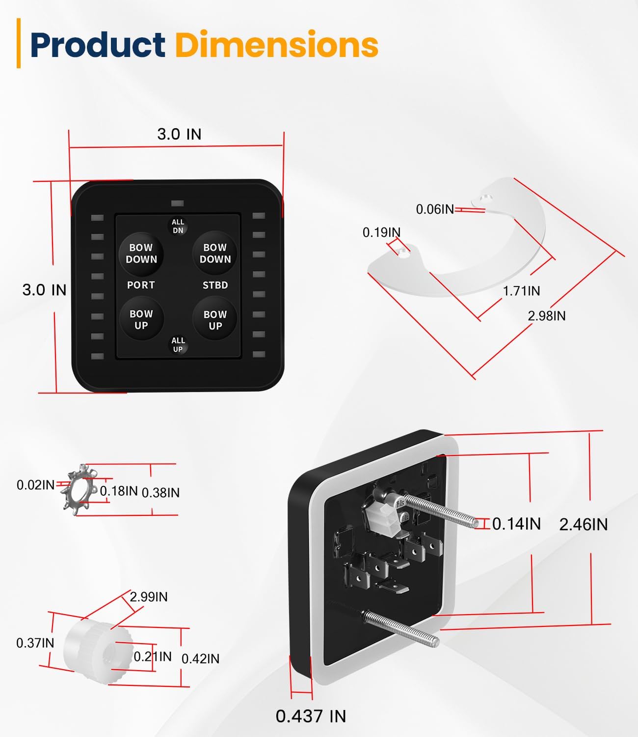 SLC-11 LED One-Touch Leveling Trim Tab Control Panel - Replacement for Lectrotab SETR-61 Oval Control - Compatible with Lenco & Bennett 12V/24V Actuators, No External Black Box Required