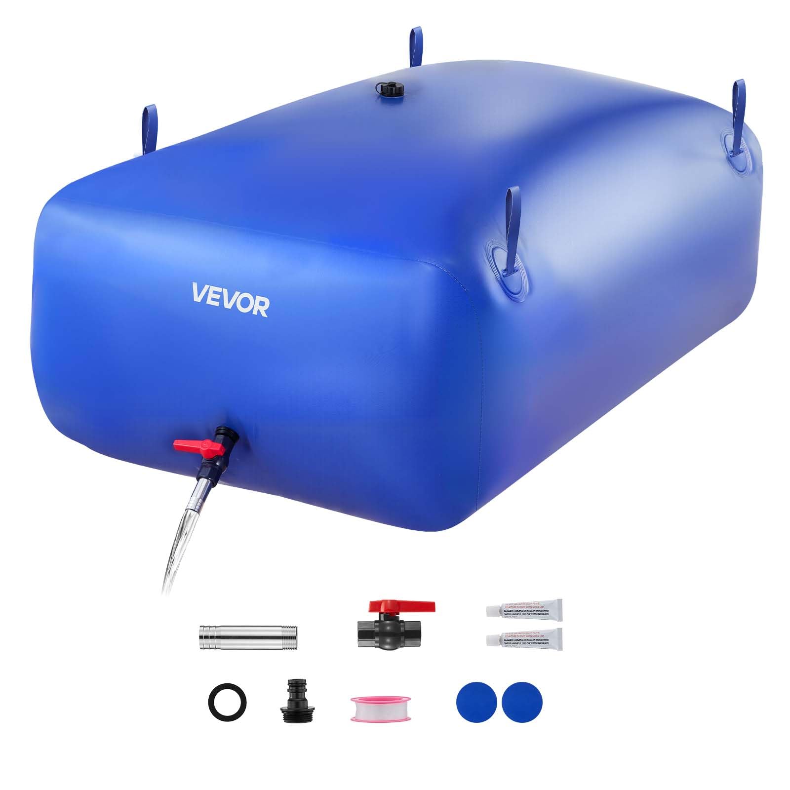 VEVOR Réservoir d'Eau Souple 240 L, Vessie de Stockage Eau Pliable, Sac Conteneur d'Eau PVC Grande Capacité, pour Irrigation Jardin, Camping, Camping-car, Utilisation Extérieur, Stockage Urgence, Bleu