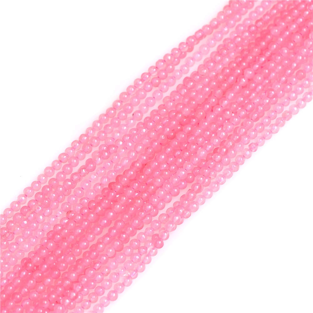 GEM-Inside Natural 2mm Rose Quartz Round Gemstone Semi Precious Loose Beads for Jewellery Making 15''