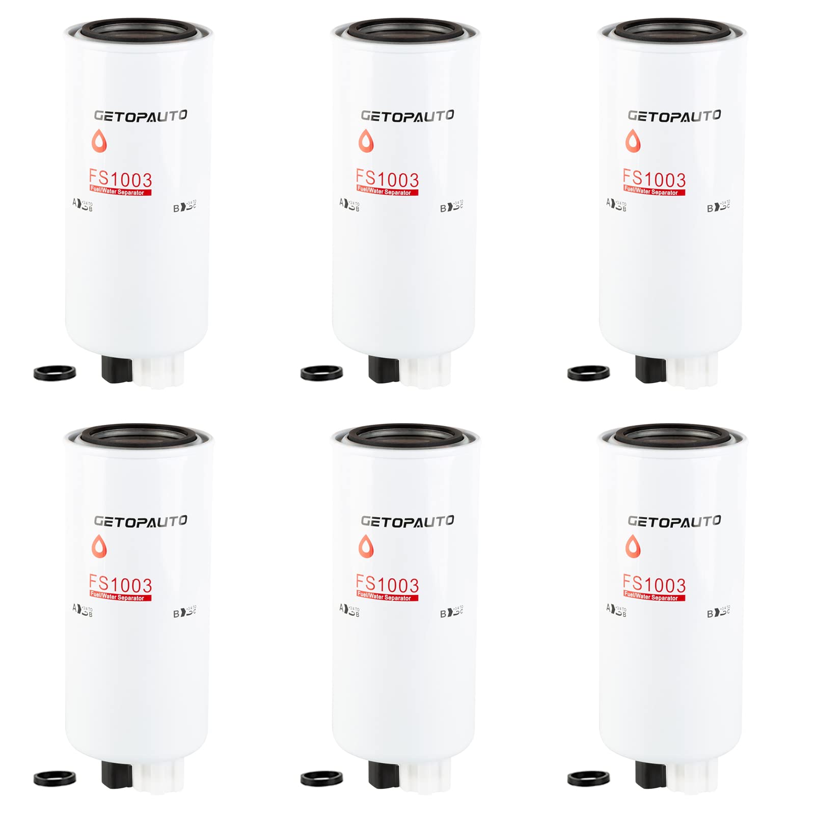 GETOPAUTO FS1003 Fuel Filter Compatible with Cummins Generator Sets Diesel Engine MBE900 ISB ISC ISL ISLE ISM N14 QSC QSL QSM PX8 Replaces 4070801 FS1003 FS1022(set of 6)