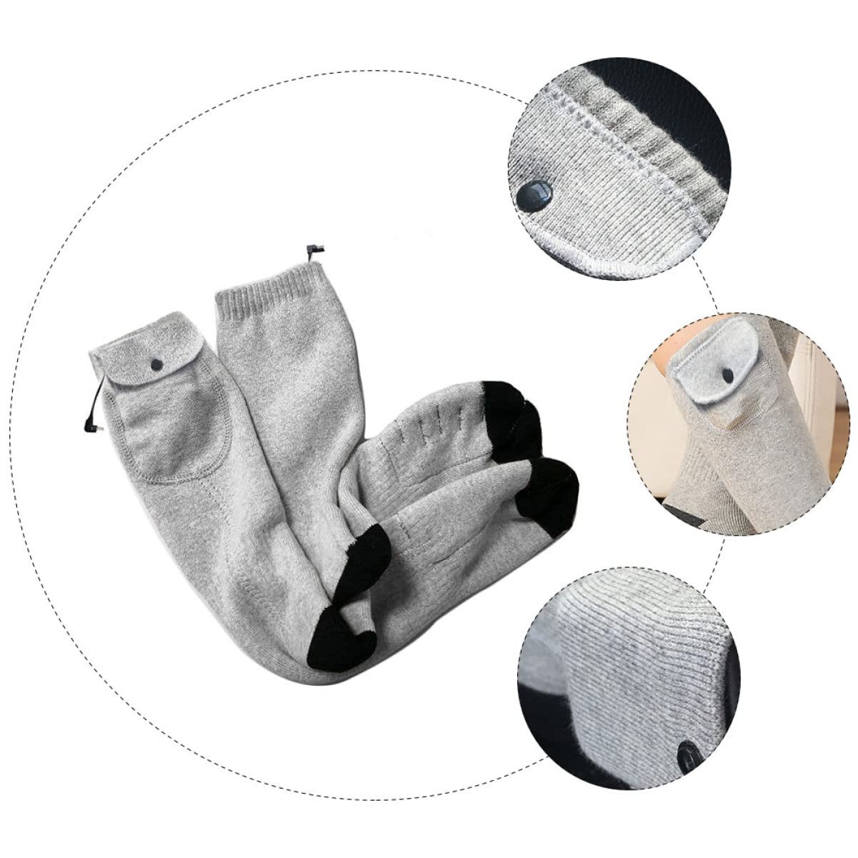 INOOMP 2paare Intelligente Heizsocken Für Und USB-ladbar Dreistufige Temperaturregelung Warme Und Bequeme Wintersocken Für Outdoor-aktivitäten Camping Und Skifahren
