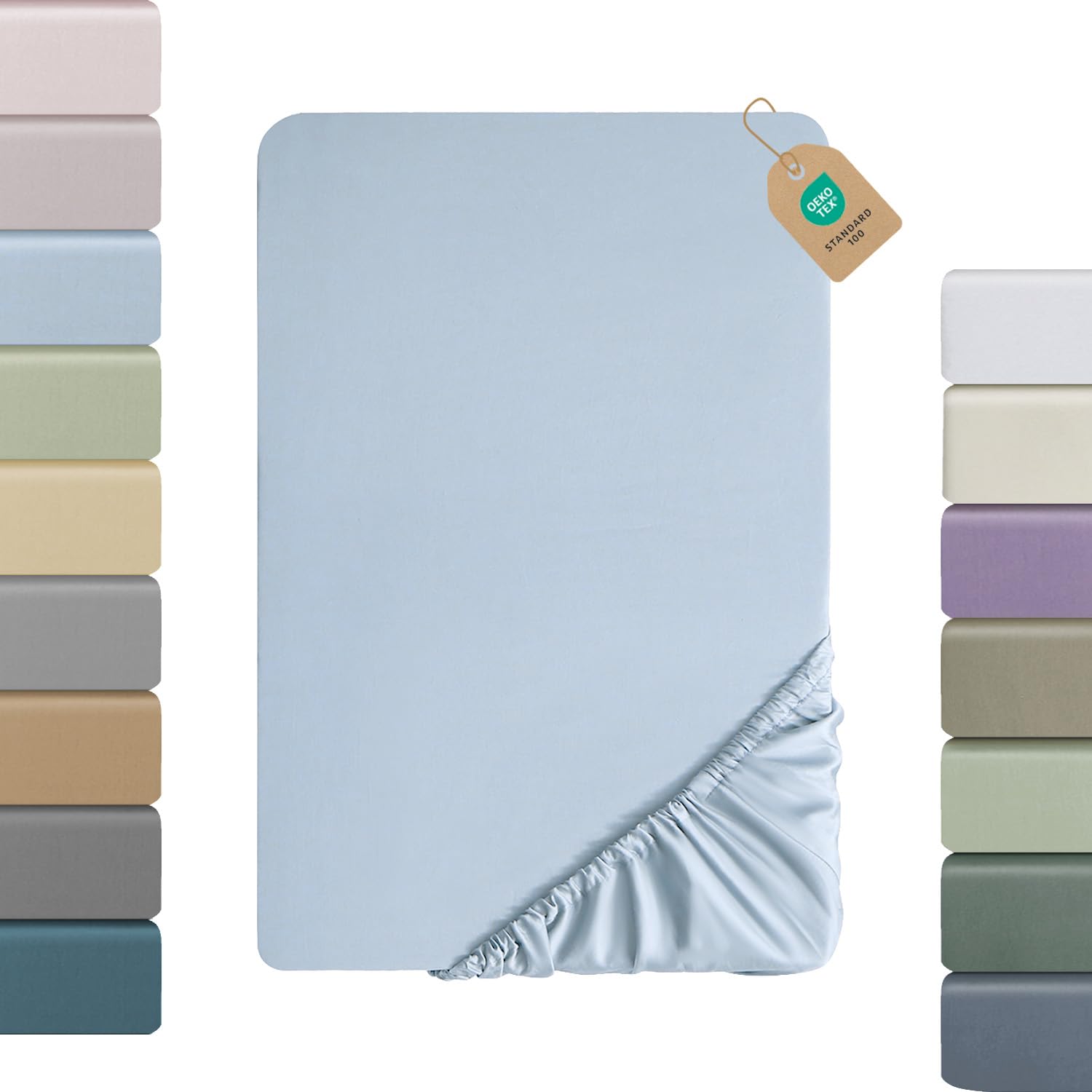 SOULFUL Satin Spannbettlaken, 100% Langstapelige Baumwolle Spannbettlaken