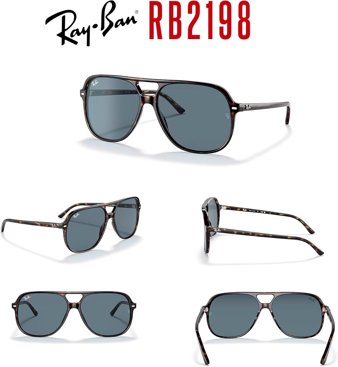 Ray-Ban Bill RB2198 Square Sunglasses for Men for Women +BUNDLE with ACCESSORY EYEWEAR KIT - Image 7