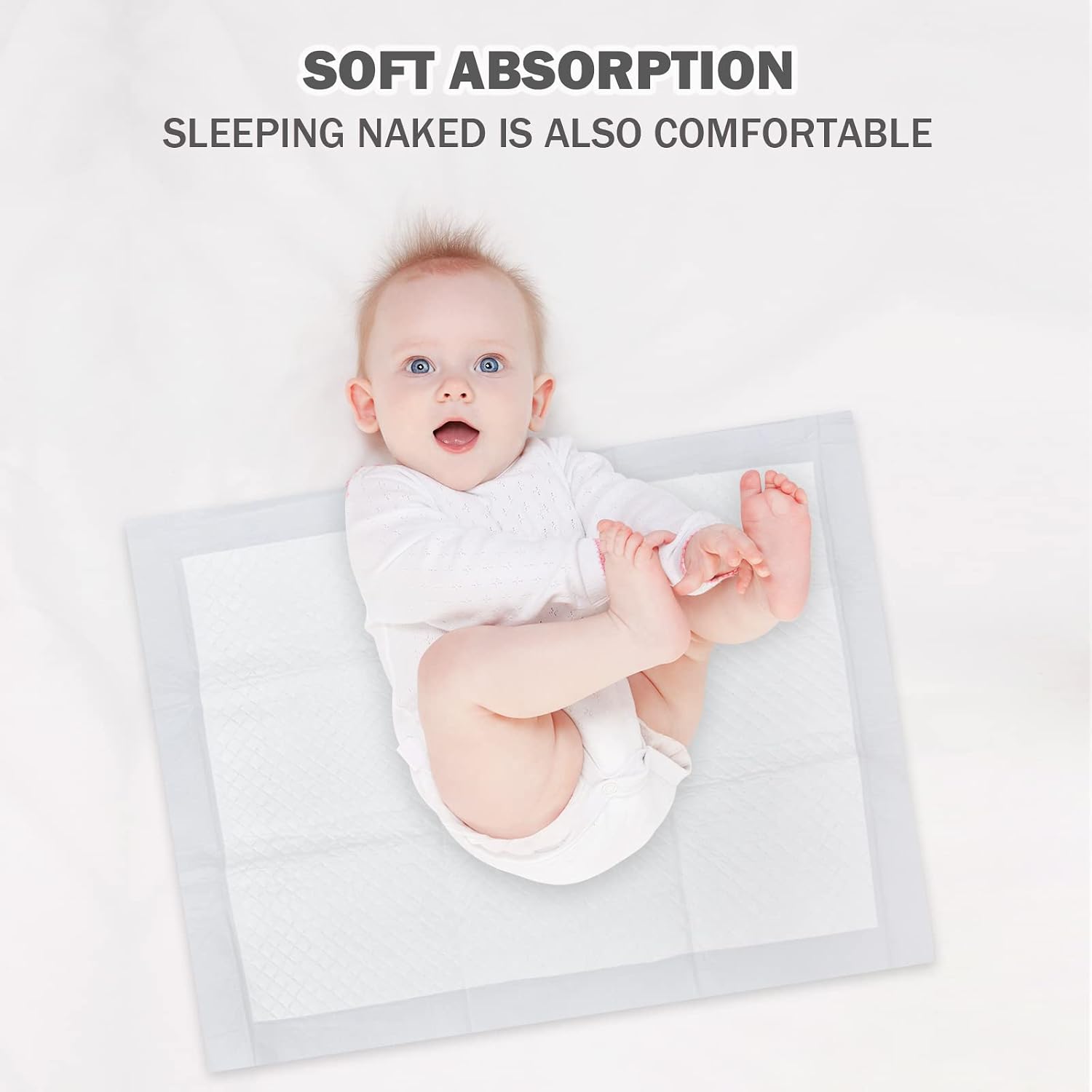 Baby Disposable Changing Pad, 25 Pack Soft Non-Woven Fabric Breathable Waterproof Underpads, Portable Leak-Proof Mattress Protector, Incontinence Bed Pads (Big White