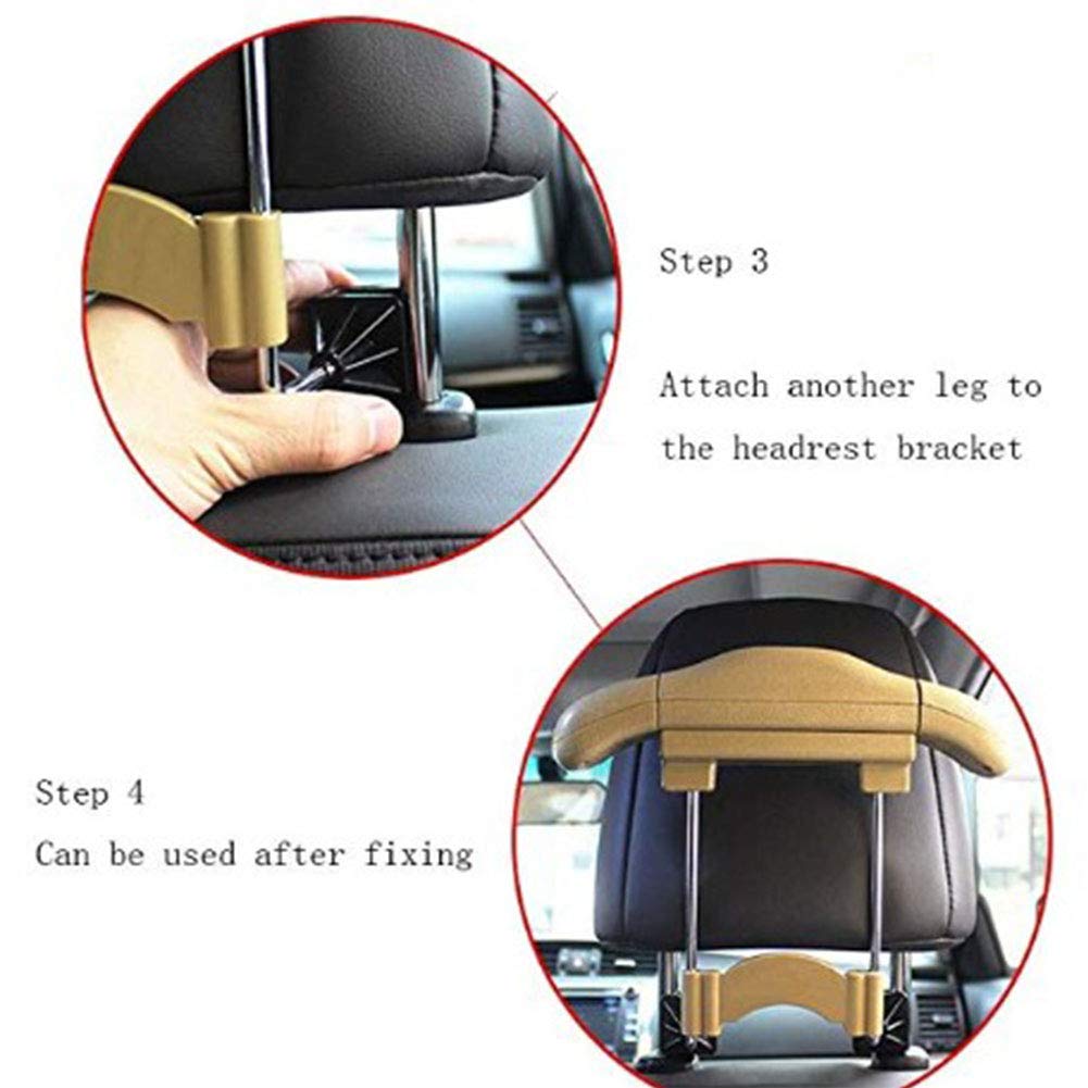 Appendiabiti Per Auto in Acciaio Inox, Appendiabiti Per Auto Regolabili, Poggiatesta, Appendiabiti Per Sedile Posteriore, Completo Di Appendiabiti, 1 Confezione,Beige