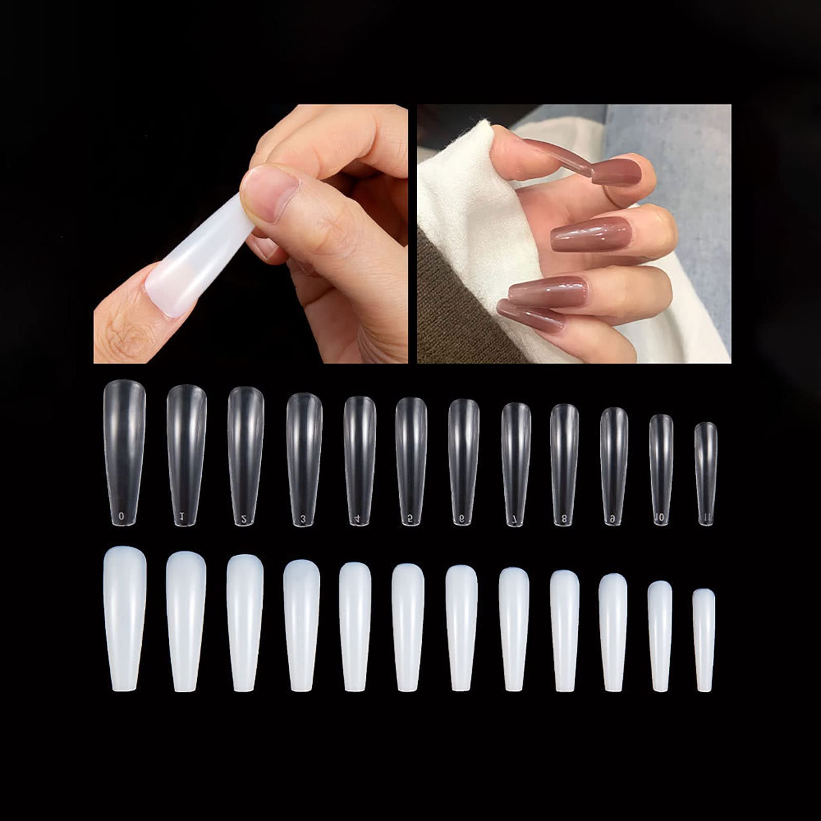 Long Coffin Nails 240 Pieces French Ballet Full Covered Acrylic Nails