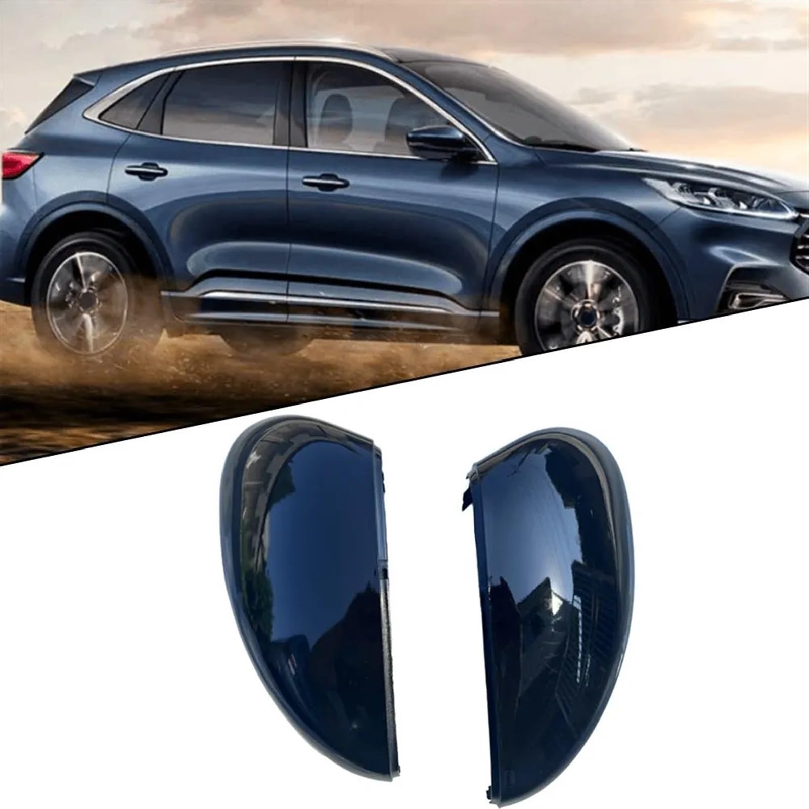 Rétroviseur voiture Lot de 2 coques de rétroviseur noir brillant pour voiture, garniture de rétroviseur latéral, pour Ford pour Escape Edge 20202022