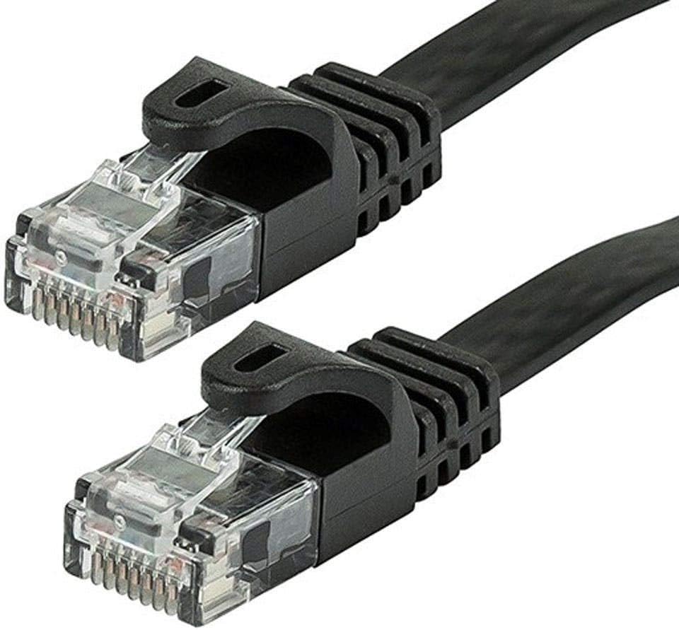 Monoprice Flat Cat6 Ethernet Patch Cable - Snagless, 550MHz, UTP, 30AWG, 25 Feet, Black - Flexboot Series