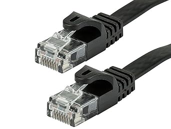 Monoprice Flat Cat6 Ethernet Patch Cable - Snagless, 550MHz, UTP, 30AWG, 14 Feet, Black - Flexboot Series