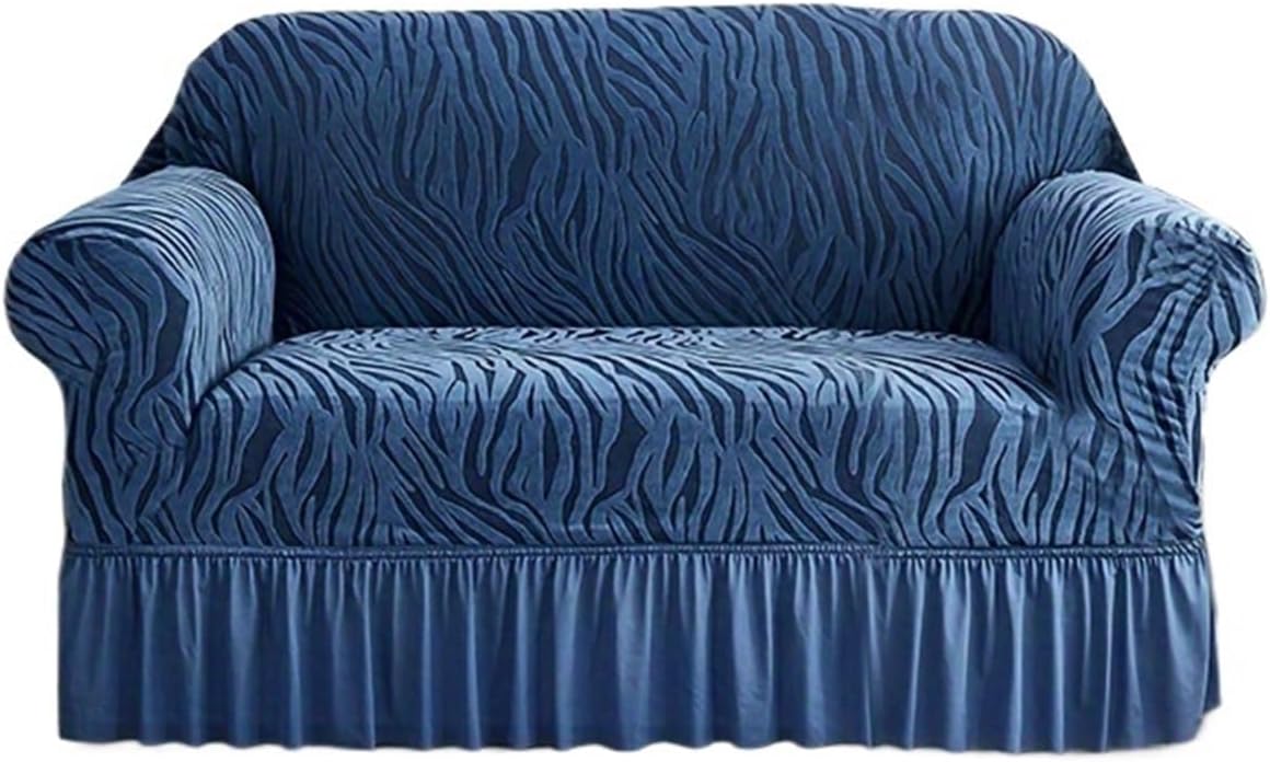 Sofa Cover with Skirts 1 Piece Skirt Stretch Sofa Cover All-Inclusive Sofa Cover with Skirts Couch Slipcover for Living Room(Blue,180-220cm)