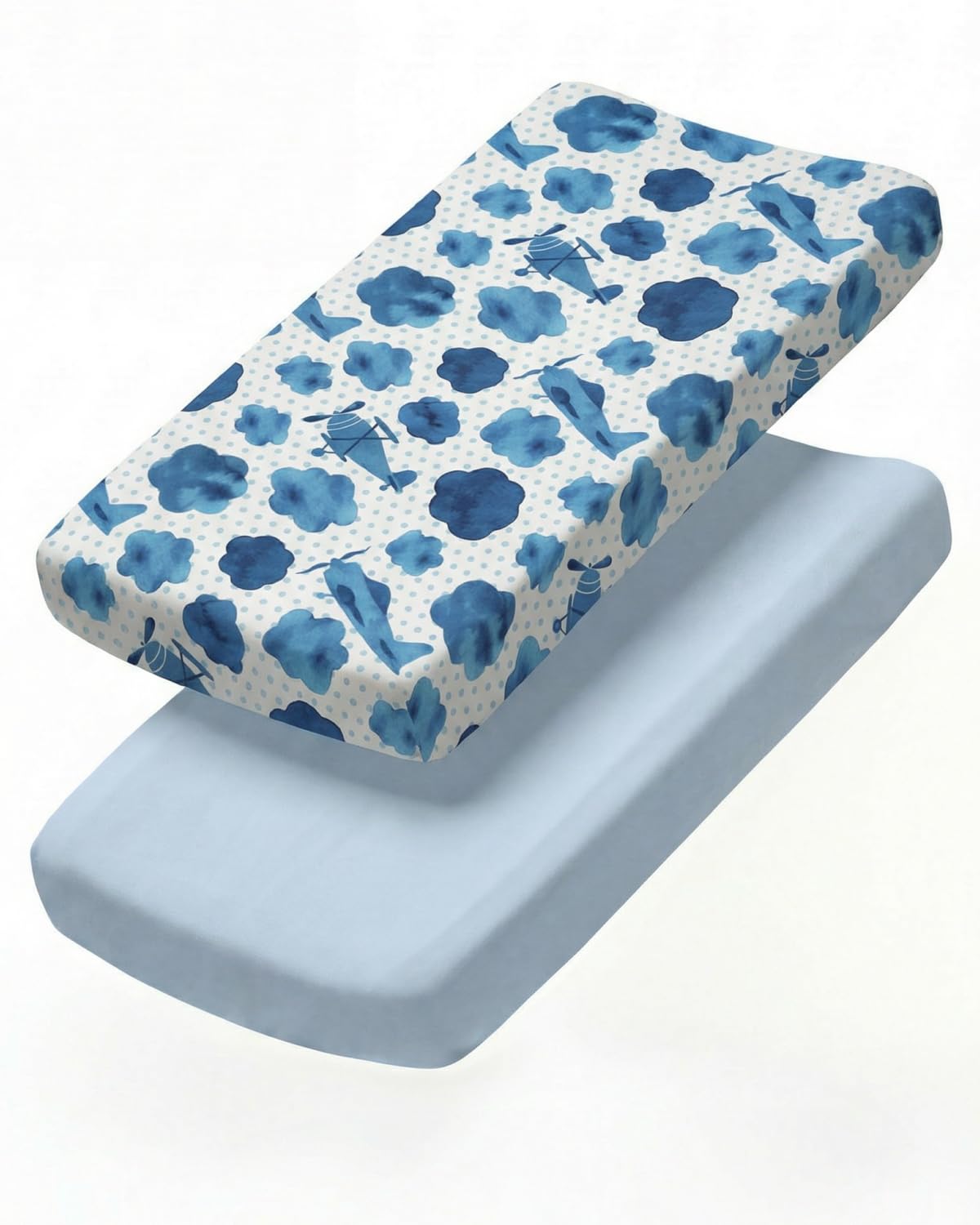 Changing Pad Cover - Pack of 2 Diaper Change Sheets - 32x16in, Plane Sky