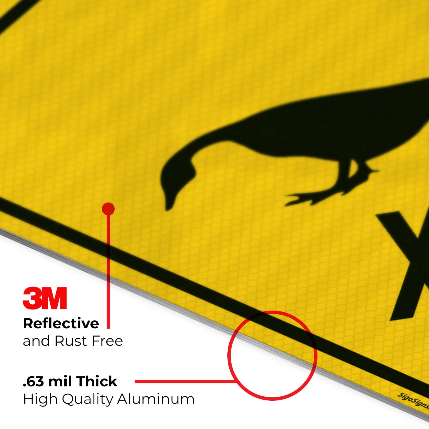 Geese Crossing with Graphic Sign, 18x18 Inches, 3M AEGP Reflective.063 Aluminum, Fade Resistant, Made in USA