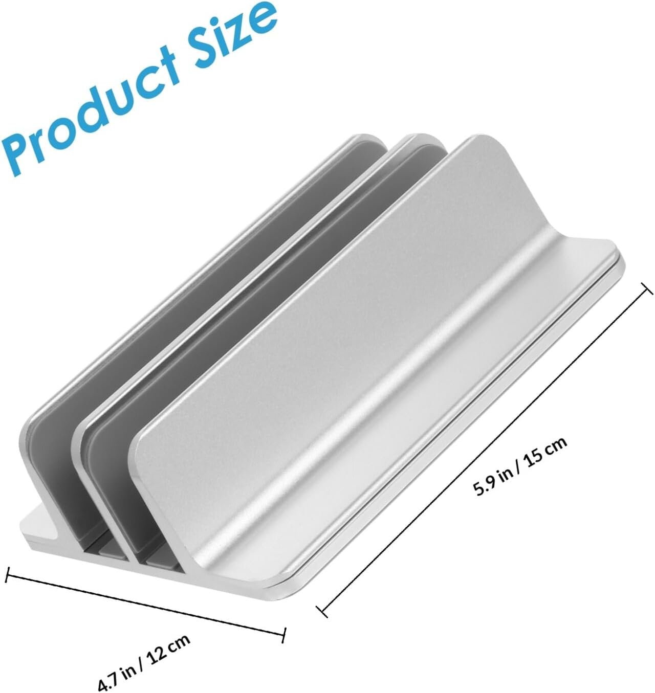 Zerodeko Aluminum Alloy Vertical Laptop Stand and Tablet Holder, Dual-Slot Desktop Rack with Cooling and Storage Function, Space-Saving Silver Base for Home Office Use