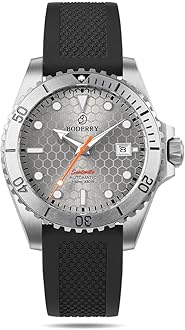 BODERRY Original Japanese Automatic Dive Watches for Men,Titanium Case with Sapphire Crystal -100M Waterproof Mens Mechanical Wrist Watches with Swiss Super Luminova & Screw Down Crown, Grey