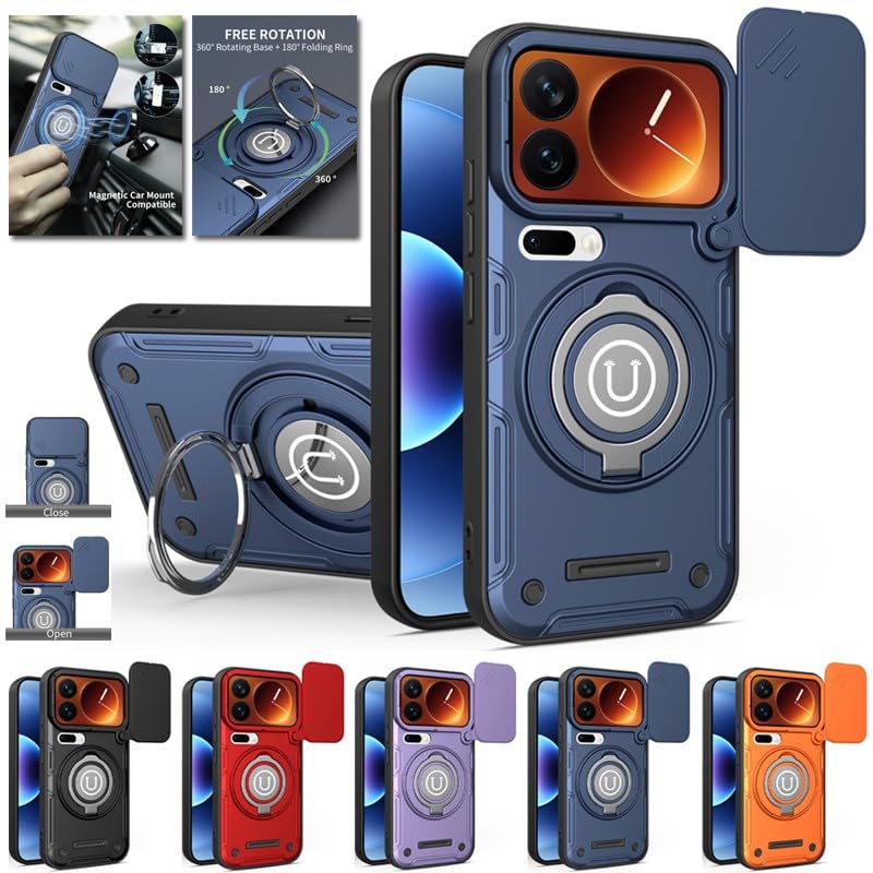 Coque Xiaomi 17 Pro orange silicone antichoc avec anneau rotatif - 2