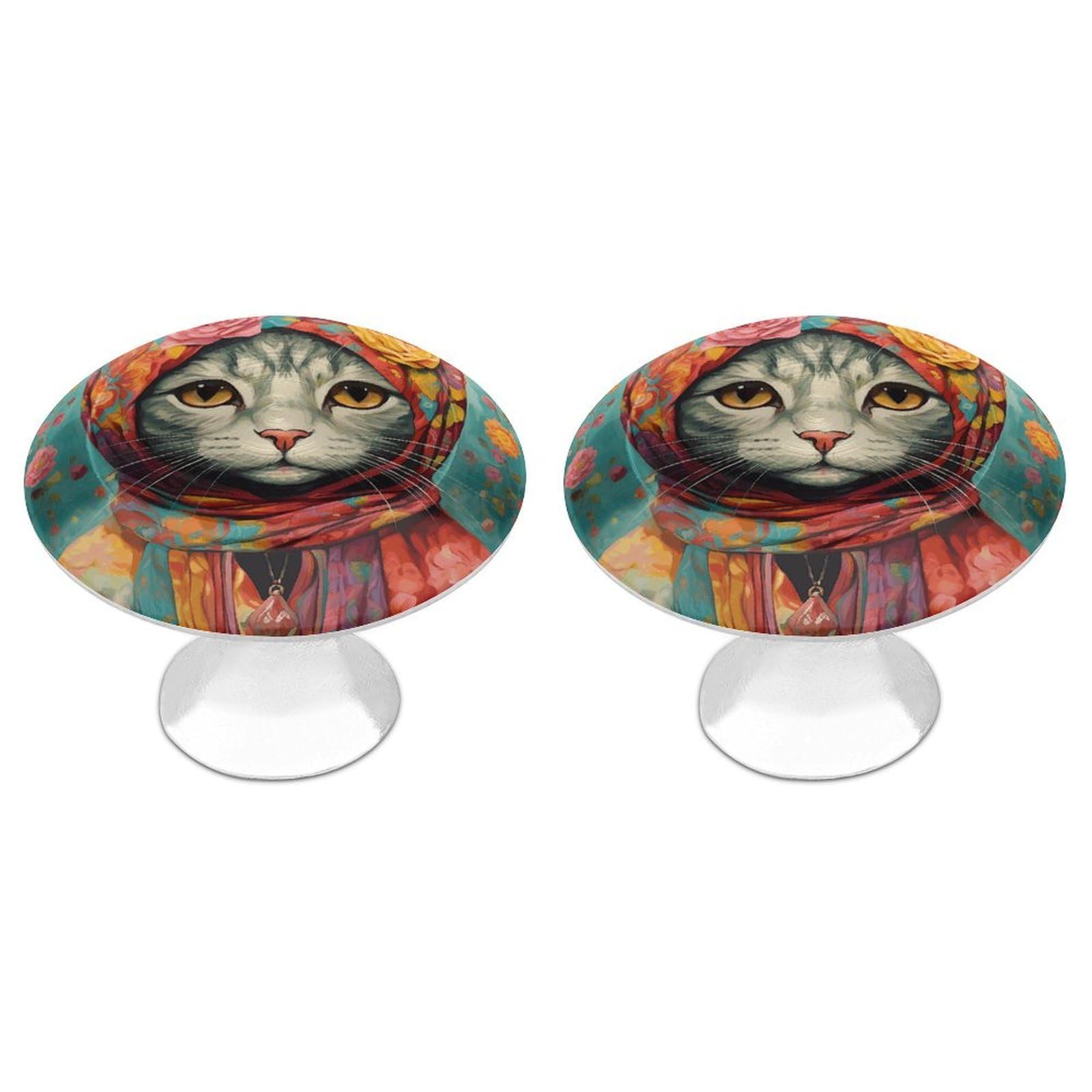 Btcowzrv Style Hand Drawn Cat 2 Pack Cabinet Knobs Drawer Pulls